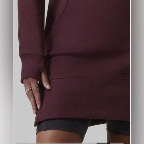 Athleta Cozy Karma Funnel Neck Sweatshirt Dress Purple/Spiced Cabernet Sz.M Tall - Picture 3 of 16